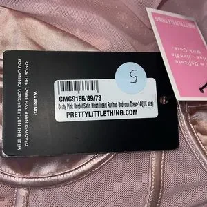 PrettyLittleThing | Dresses | Pretty Little Thing Dusty Pink Bardot Satin  Mesh Insert Ruched Bodycon Dress Nwt | Poshmark